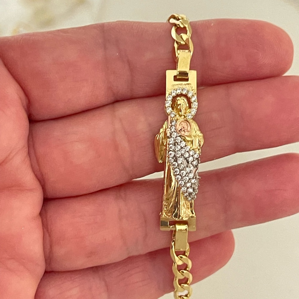 14k Gold Plated St. Jude CZ Bracelet